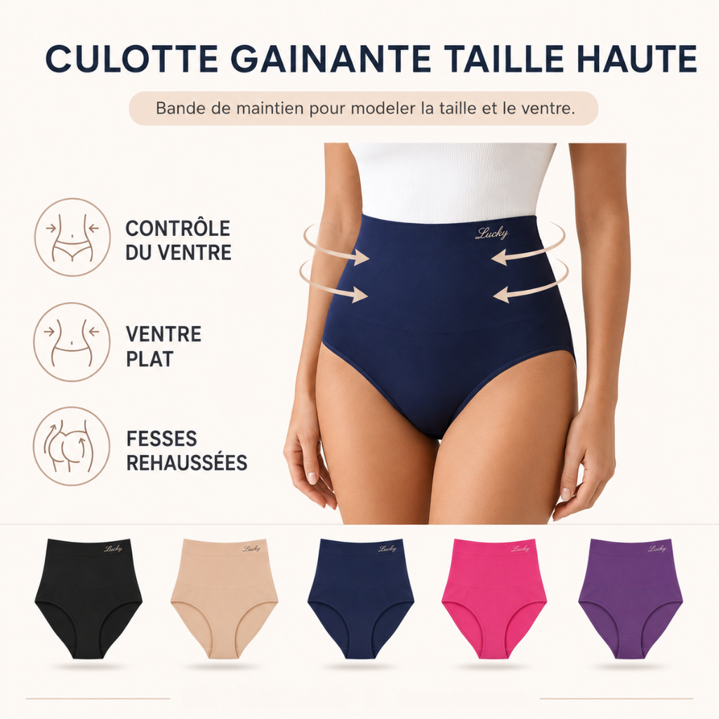 Culotte gainante sans coutures à taille haute et effet ventre plat