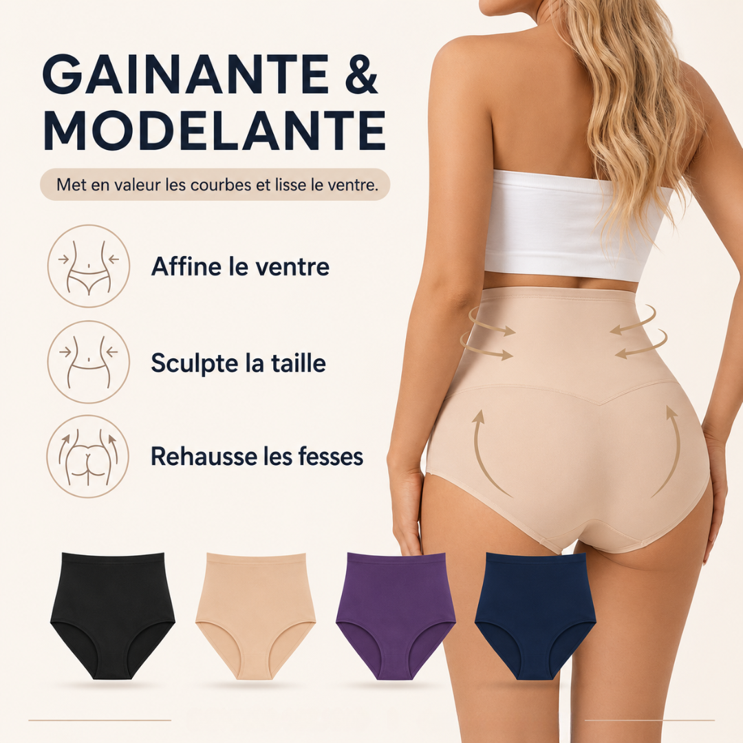 Culotte gainante sans coutures à taille haute et effet ventre plat