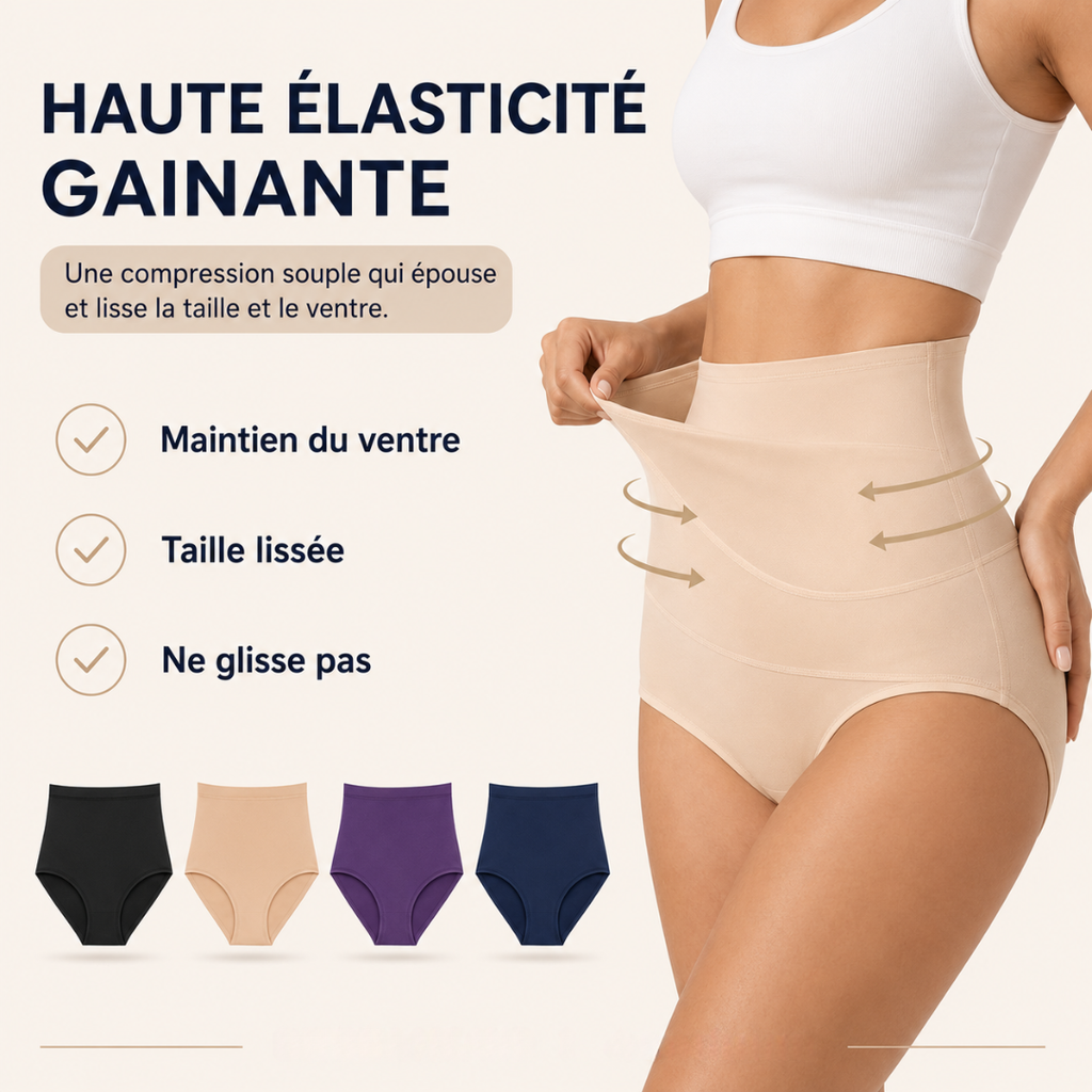 Culotte gainante sans coutures à taille haute et effet ventre plat
