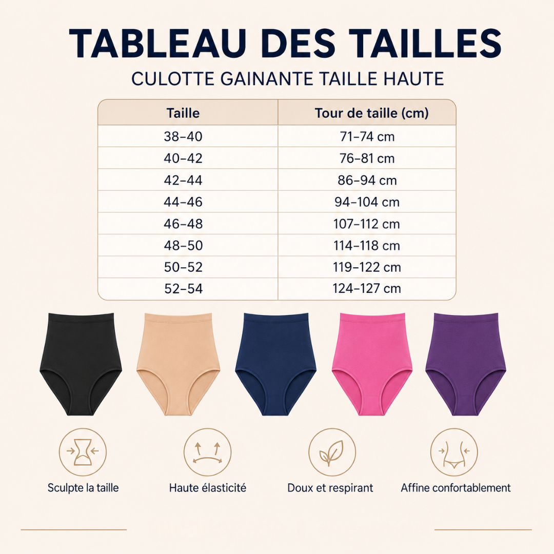 Culotte gainante sans coutures à taille haute et effet ventre plat
