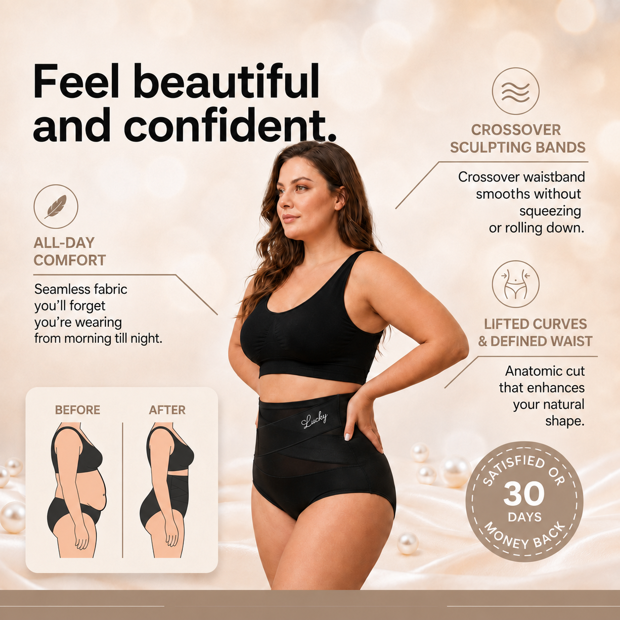 Seamless - high-waisted shapewear panties with a flat-tummy effect
