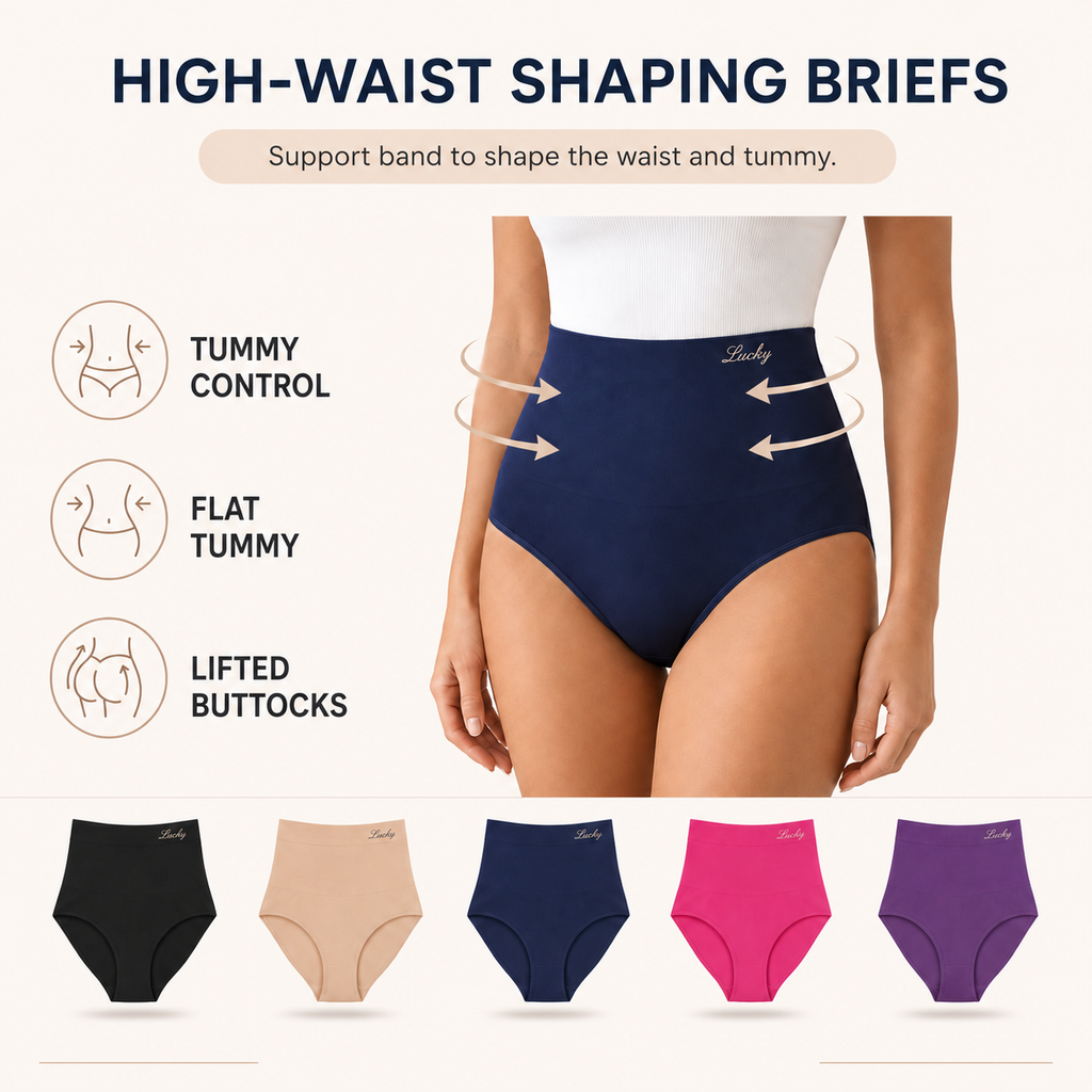 Seamless - high-waisted shapewear panties with a flat-tummy effect