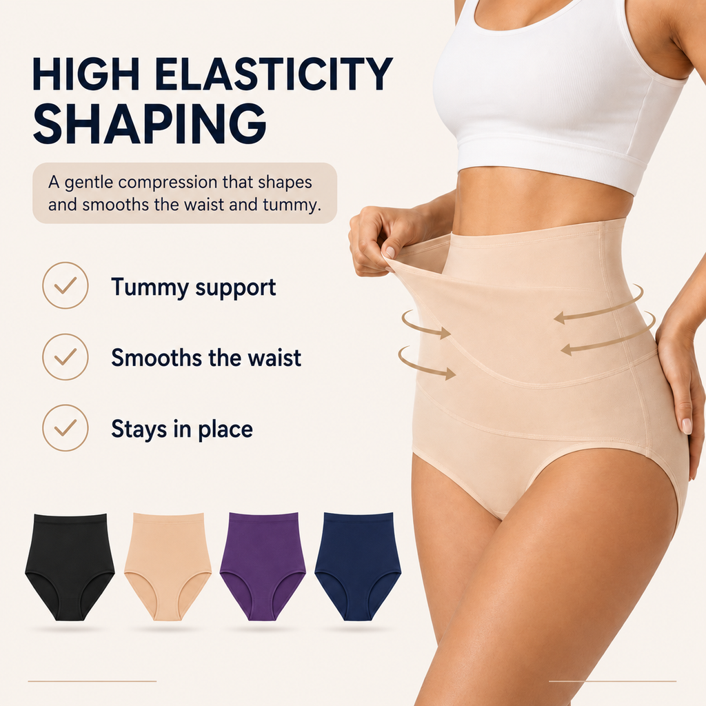 Seamless - high-waisted shapewear panties with a flat-tummy effect